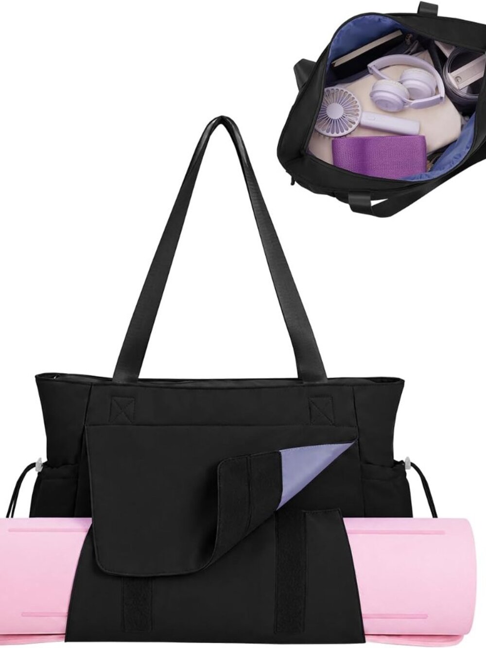 Yoga Mat Bag Tote Yoga Gym Bags For Women Men with Waterproof Wet Pocket & Hook-